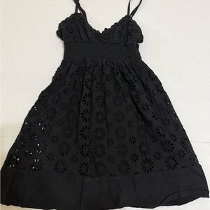 Black Eyelet Sundress with Smocked Waist